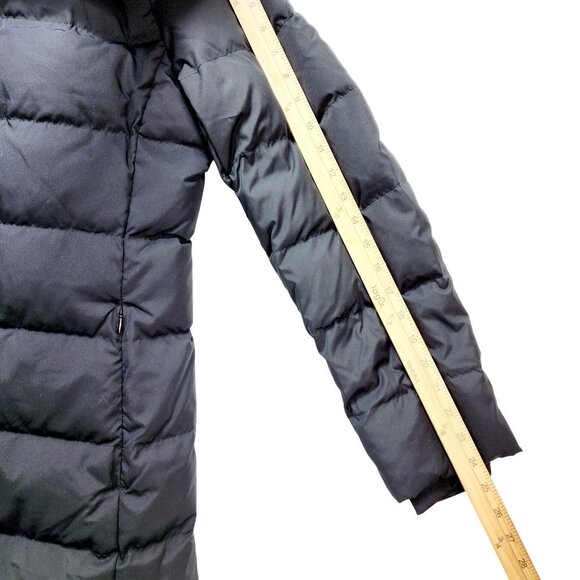 Womens Lands Black Down Puffer Coat  Faux Fur Hood Size S Warm Winter Outerwear - Picture 5 of 16